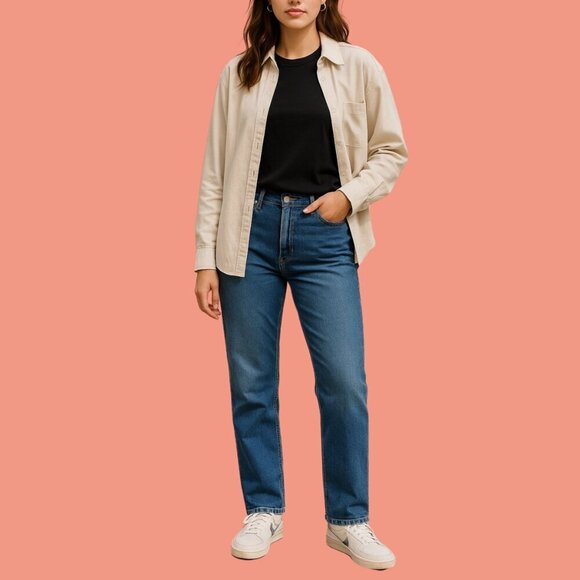 Old Navy Straight Built-In Flex Jeans (38x30) - Classic Mid-Wash Comfort Fit - Picture 2 of 12